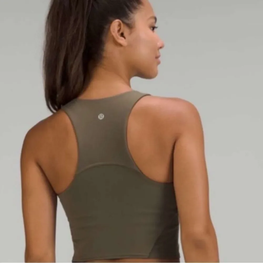 Lululemon‎ Athletica Invigorate Training Tank Top with Bra Olive Green 2